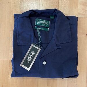 Gitman Brothers Vintage Wool Rayon Blend LS Shirt in Navy